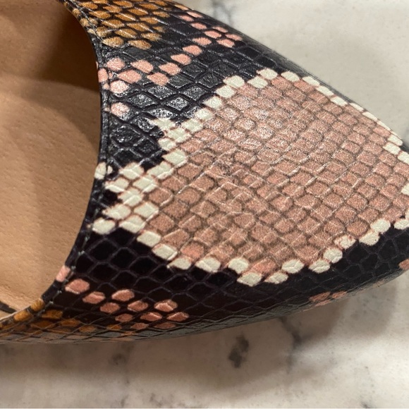 MADEWELL Margo Size 6.5 Leather Slingback Flats Pointed Snakeskin Shoes. - Picture 4 of 12